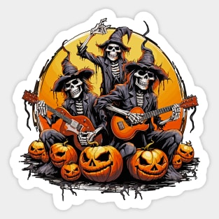 Rockin' Halloween Skeleton Band Sticker